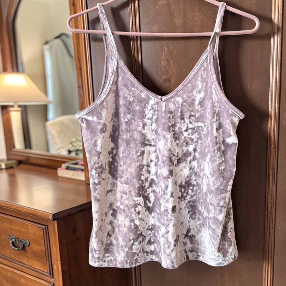 PINK Victoria Secret Crushed Velvet Cami Silvery Lilac Purple Coquette Fairy /SP